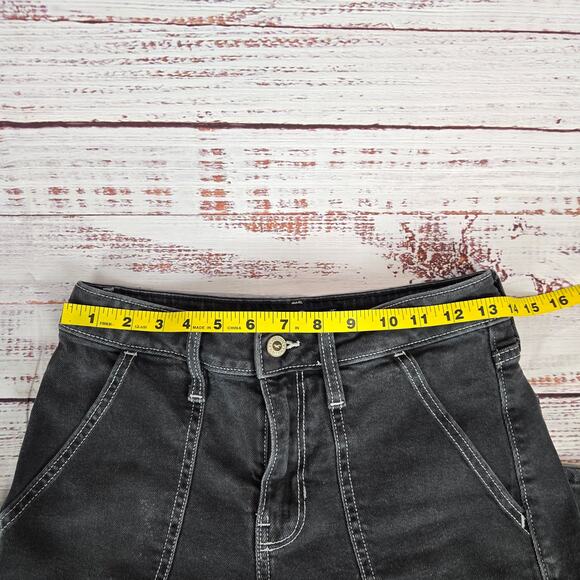 Hollister Womens HIgh Rise Vintage Baggy Jeans Sz 1R(25) Black Carpenter Gothic - Picture 10 of 13